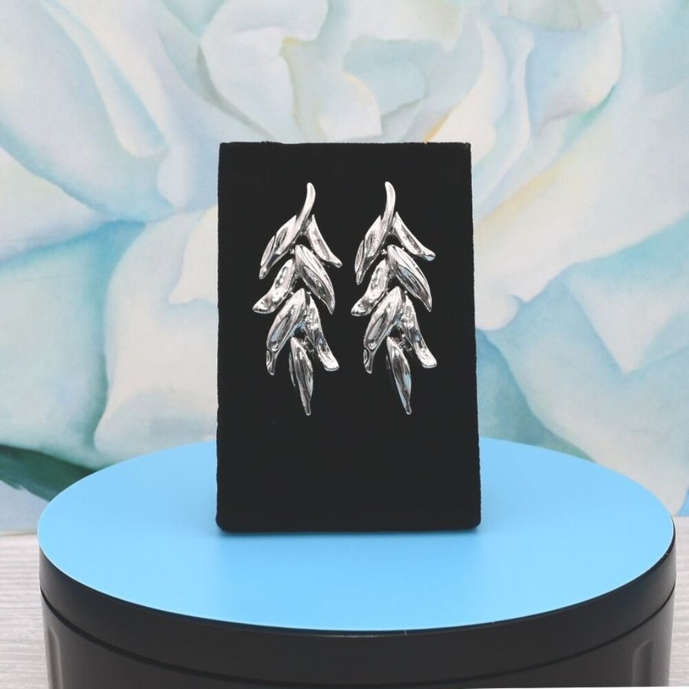 Deandria Banks Leaves of Silver Layered Leaf Earrings Gift Packaged